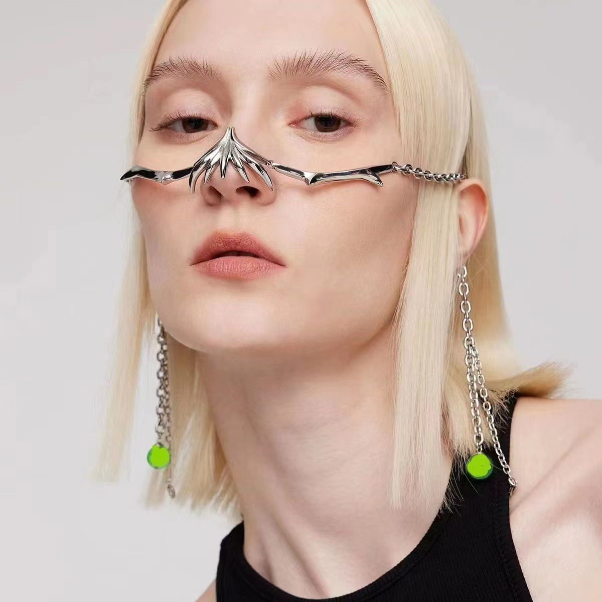 Punk Mechanical Blade Fluid Irregular Lip Jewelry Earring Set Adjustable Unisex