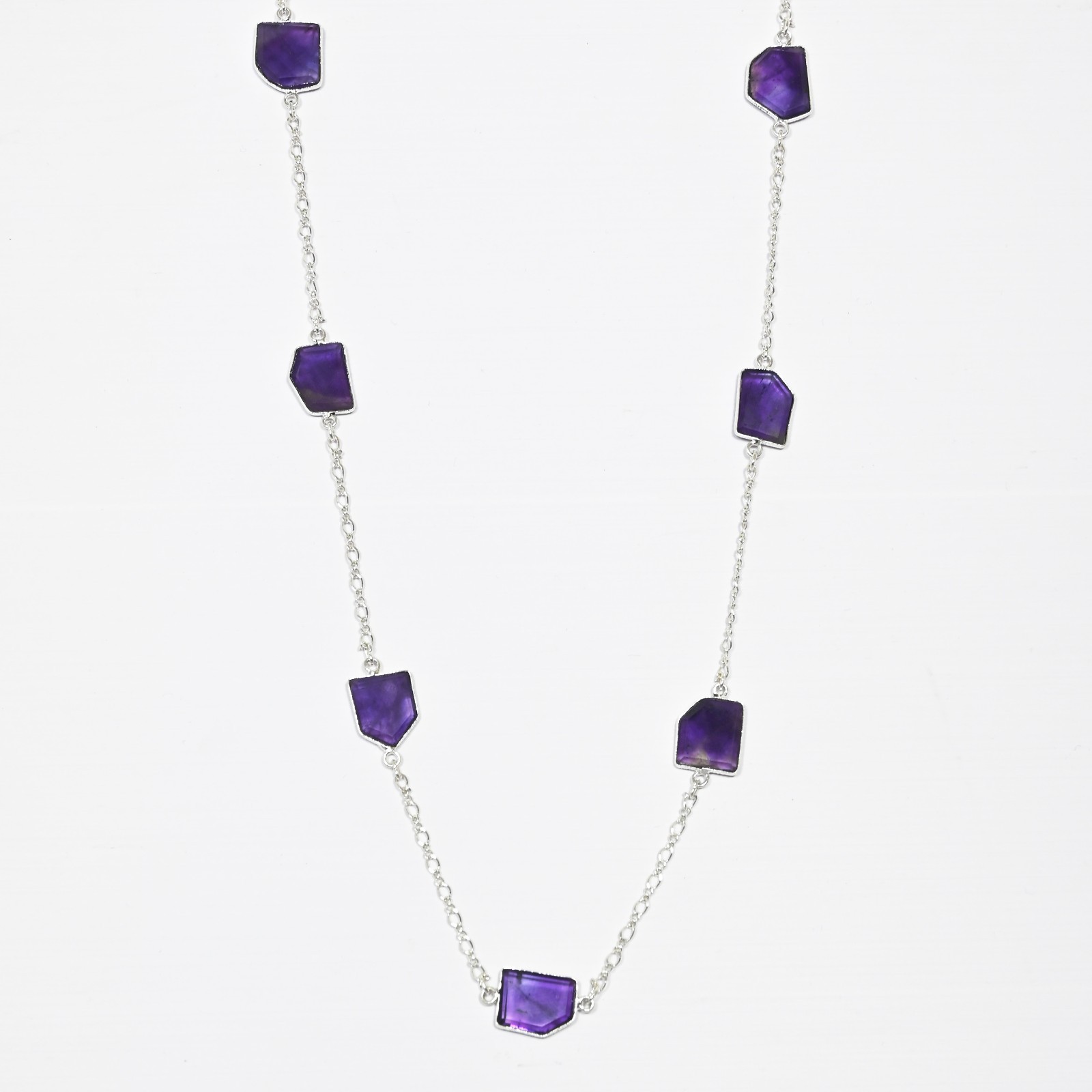 Natural Gemstone Bezel Set Link Chain Ling Necklace For Styling Best Gift Women