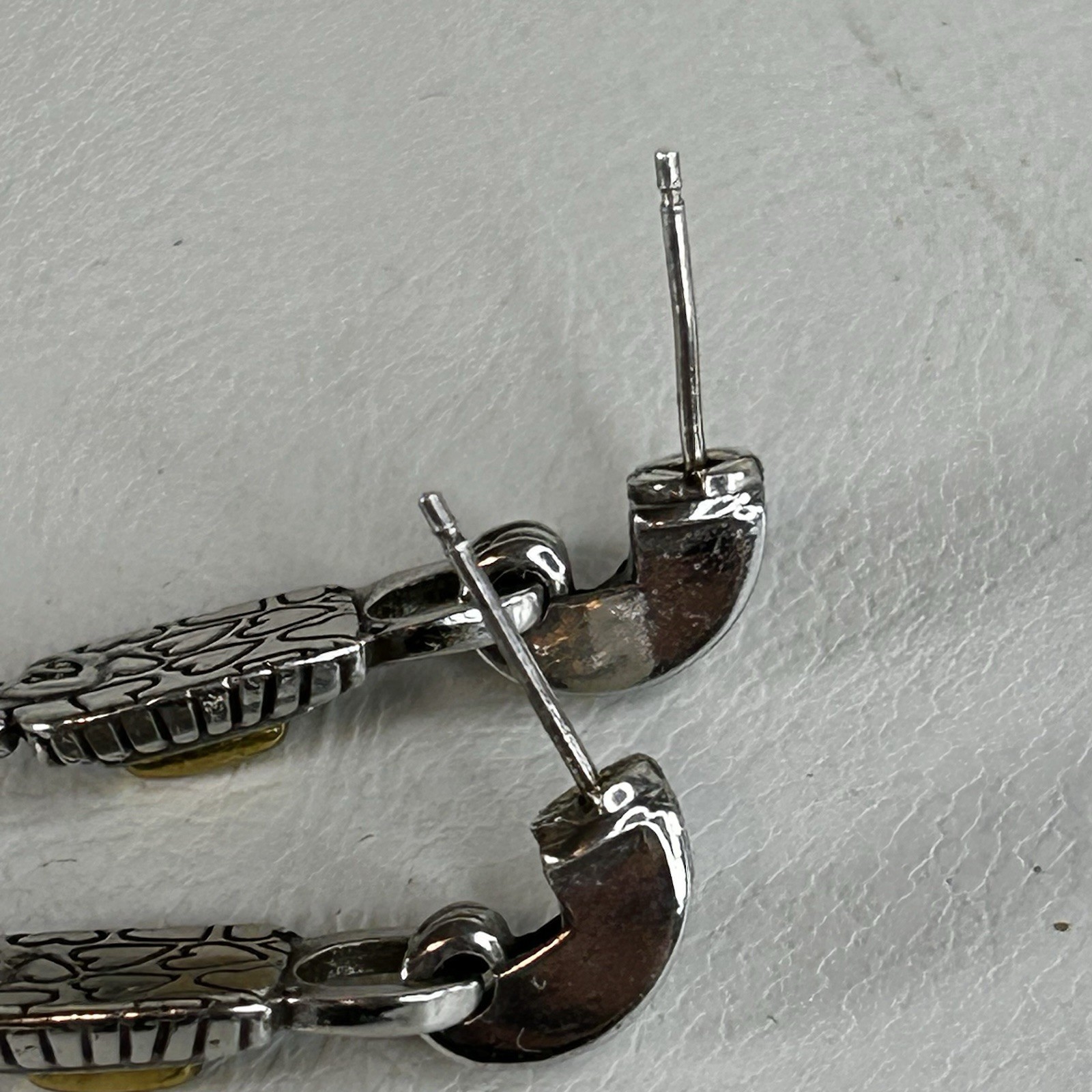 Brighton Earrings Two Tone Rectangle Drop Gold And Silver Tone Petite Retired