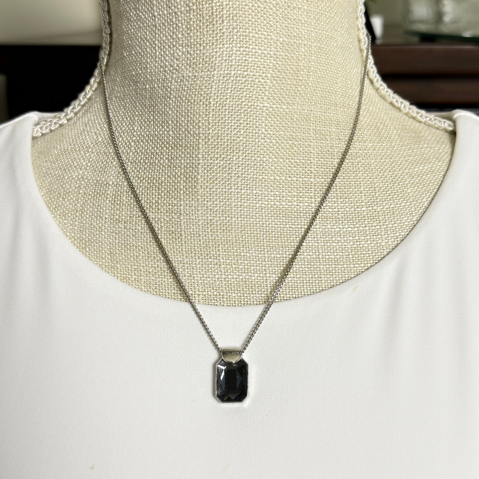 Touchstone Crystal by Swarovski Take Turns Reversible Pendant Black & Clear