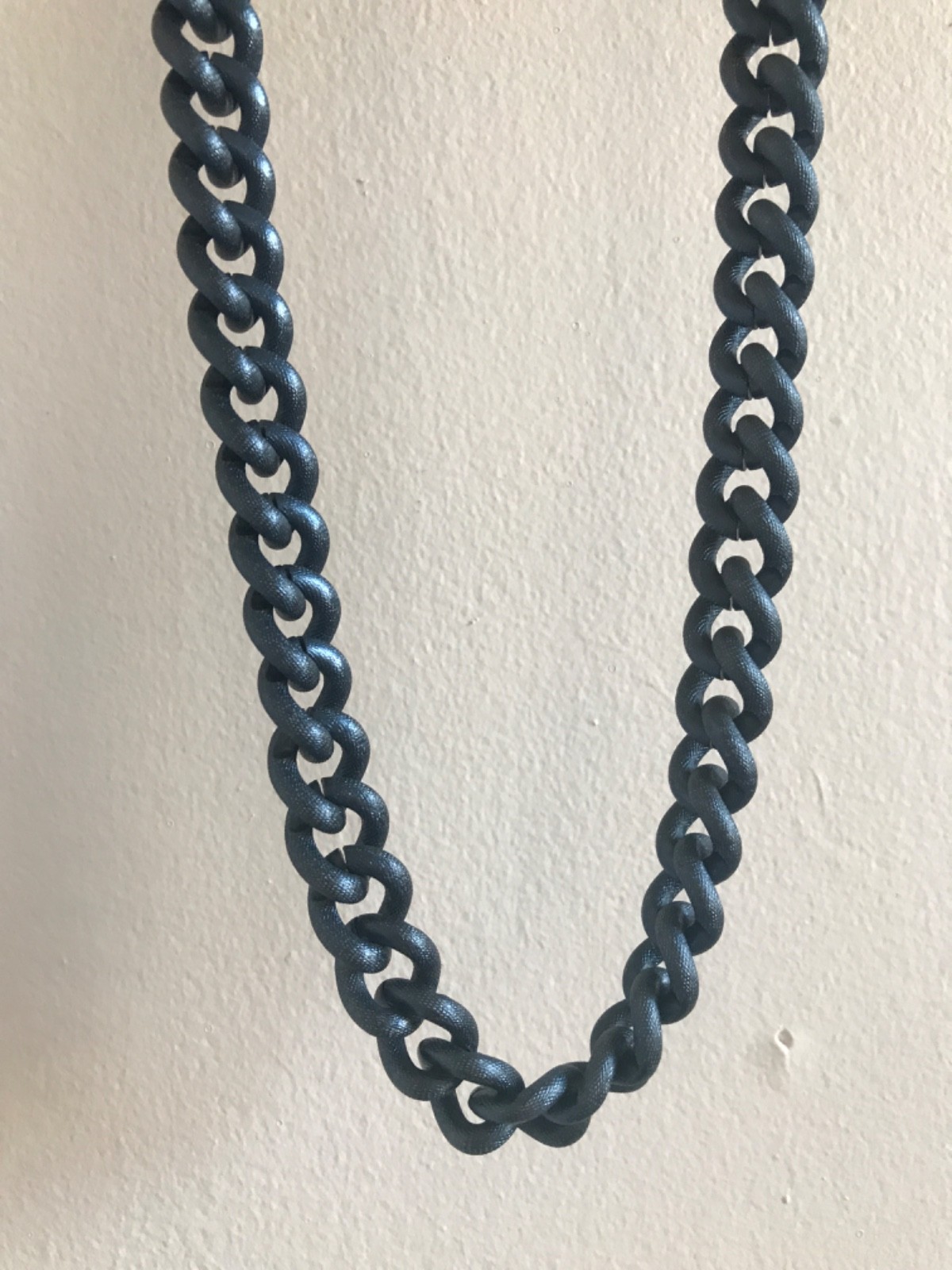 Burberry oversize chain curb link long necklace metal leather slate snakeskin
