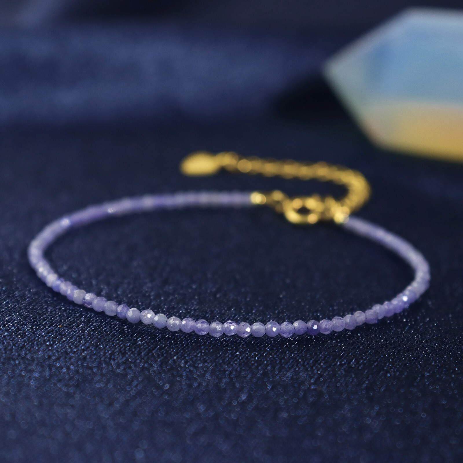 Tanzanite Gemstone 2mm Beads Healing Balance Reiki Women Silver Bracelet Gifts