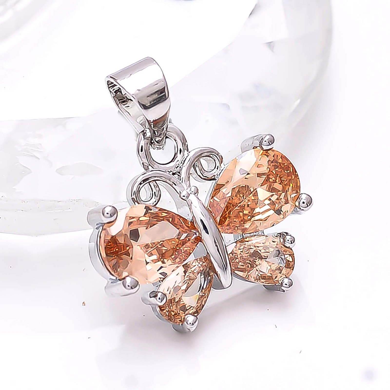 Morganite 925 Sterling Silver Butterfly Pendant 0.50″, Christmas Gift P7815