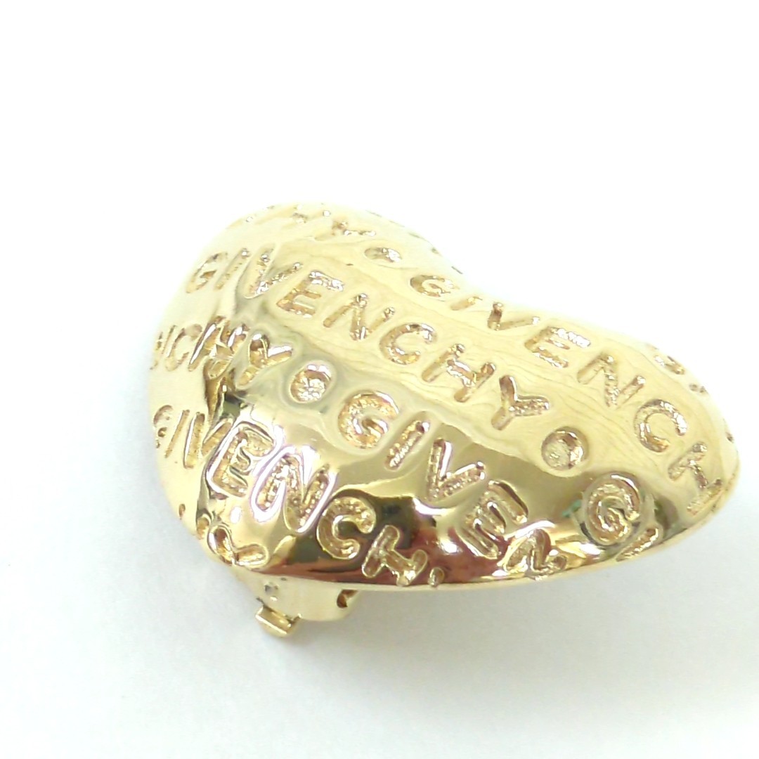 Vintage Givenchy Gold Tone Heart Clip On Earrings Bijoux Logomania 03772301