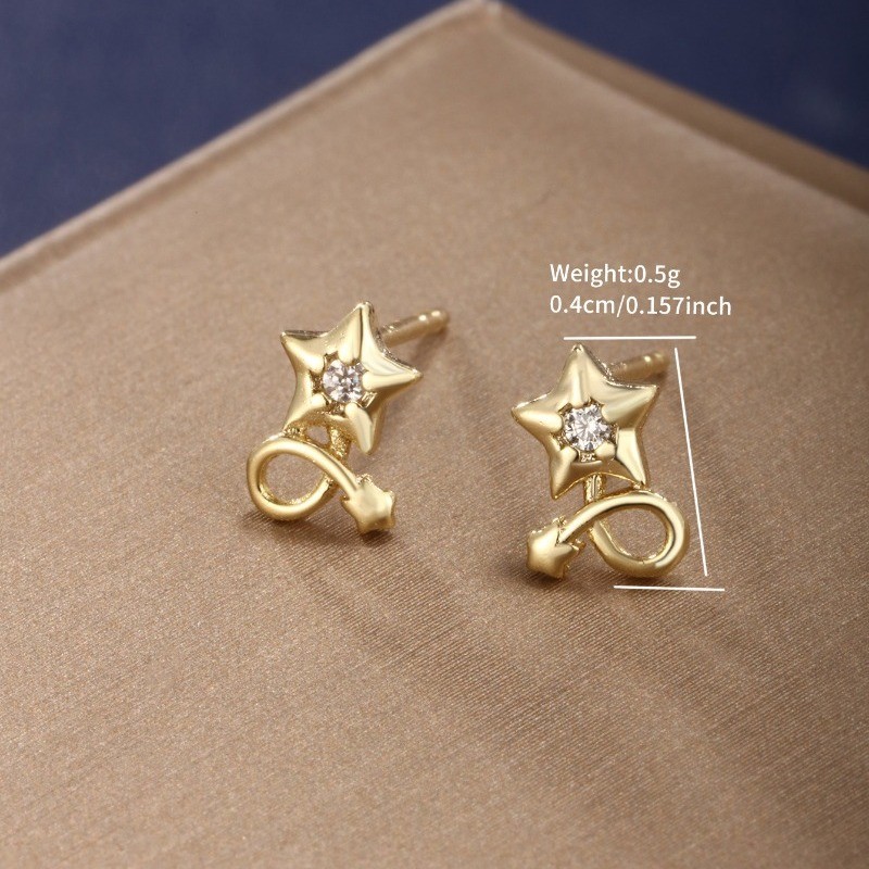 Women’s Fashion Synthetic Zircon Star Earrings Alloy Ear Studs Jewelry Gift