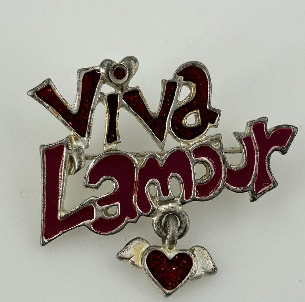 Viva Lamour Red Sparkle Brooch Pin Love Dange Heart Wings Charm