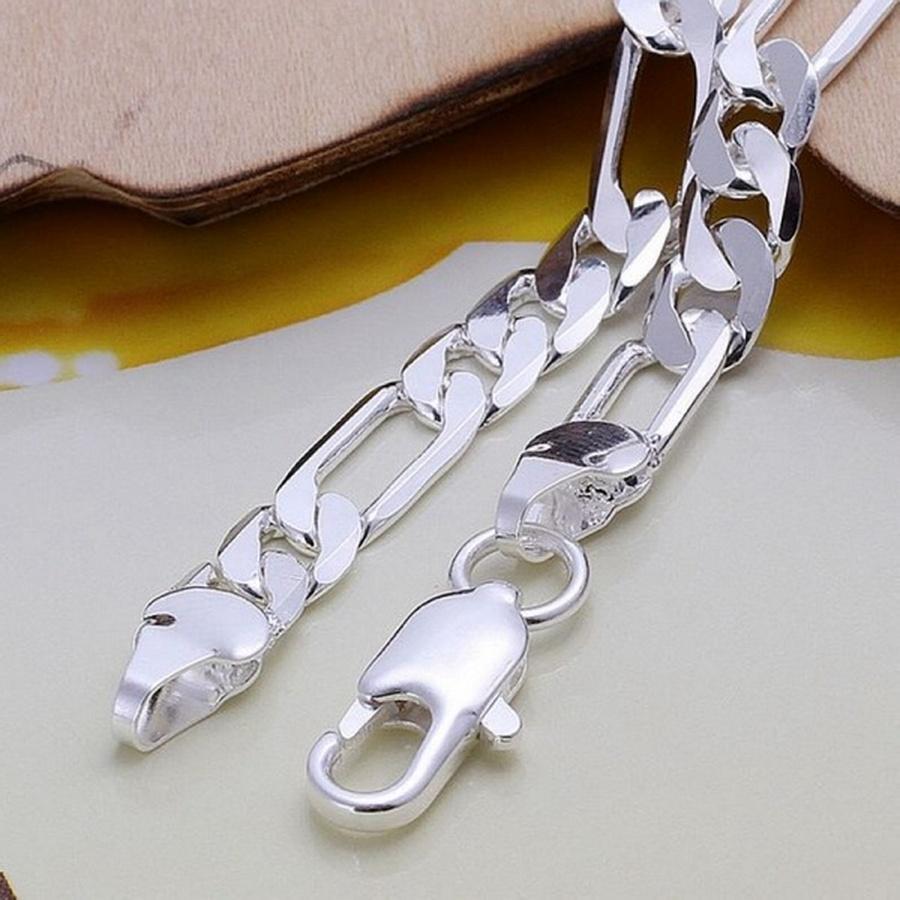 Beautiful Shape Wedding Gift Silver Plated 6MM Chain Men Women Fashion Jewelry