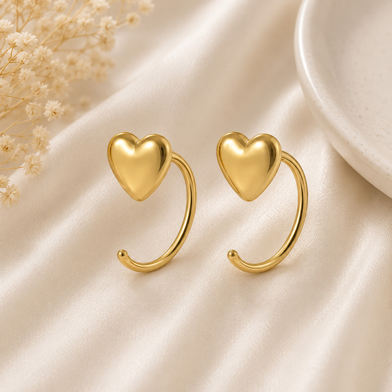S925 Sterling Silver Small Heart Huggie Hoop Earrings Tiny Women Jewellery Gift