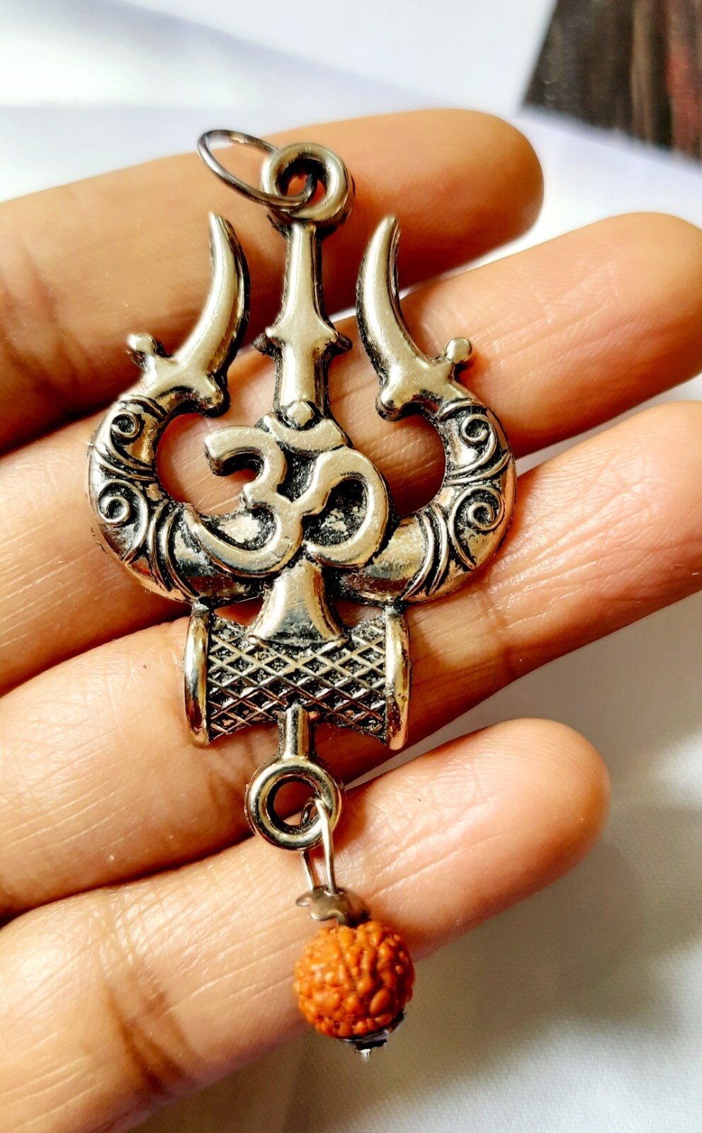 Mahakaal Rudraksha Pendant Lokit,Om Trishul Damru Shiva Pendant Spiritual Lokit