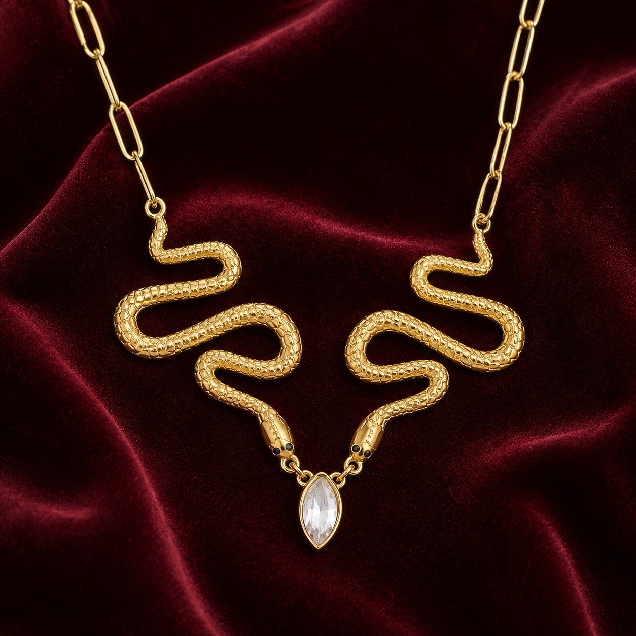 Ettika STYLE Serpentina Choker Snake Necklace Gold Boho VTG Chain Crystal Y2K