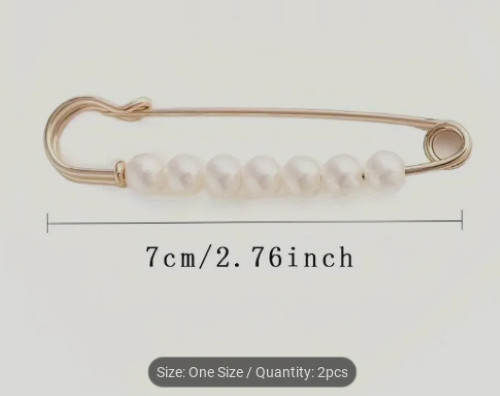 Decorative Safety Pins With Faux Pearls 2.76 in