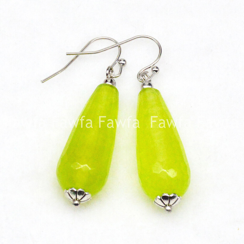 11x27mm Faceted Multicolor Mixed Gems Teardrop Beads Silver Hook Dangle Earrings