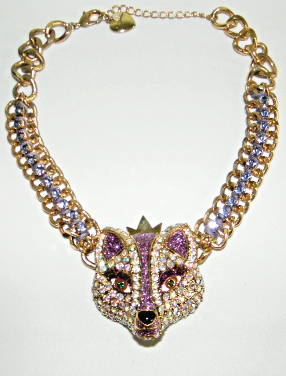 Betsy Johnson Imperial Princess Purple Rhinestone Fox Necklace