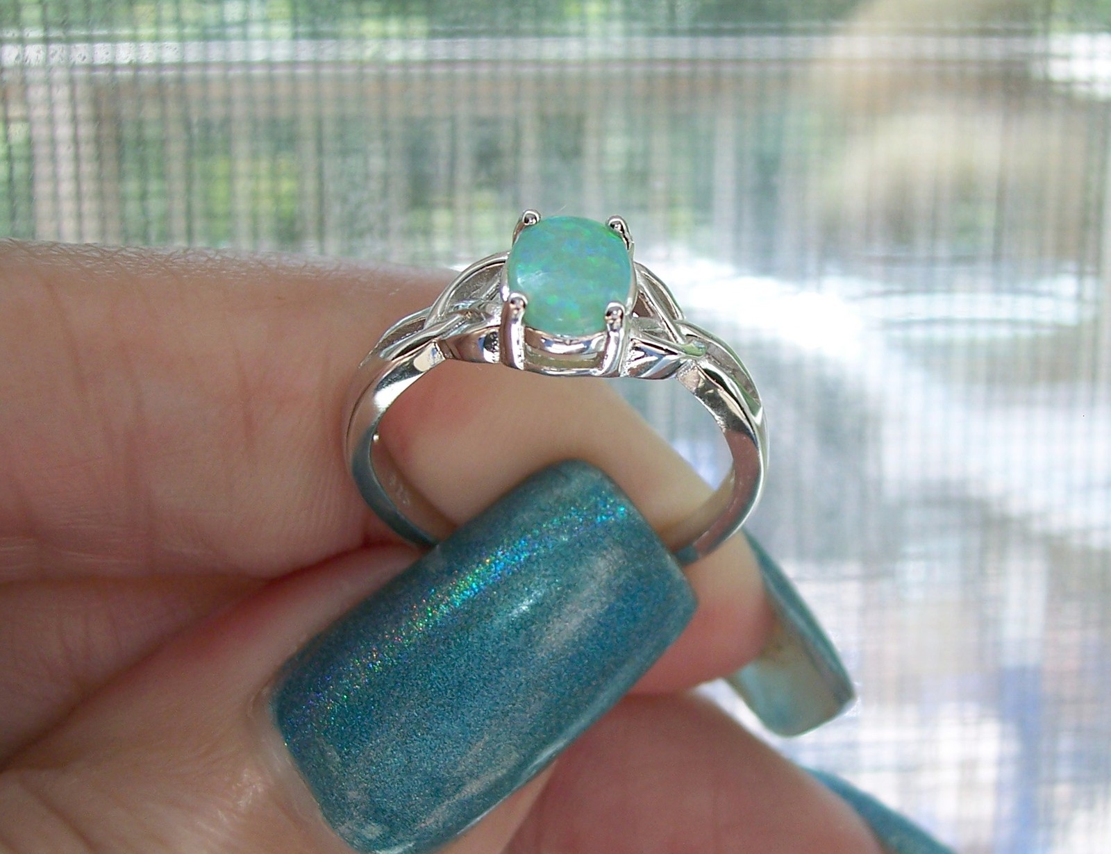 Oval Green Fire Opal Lab Created Ring 925 Sterling Silver Women’s Sizes 3-13