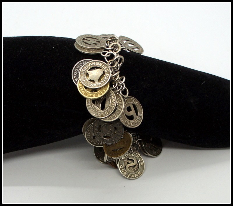 Unique Vintage 1920s-50s Transit Bus Token Convertible Charm Necklace & Bracele