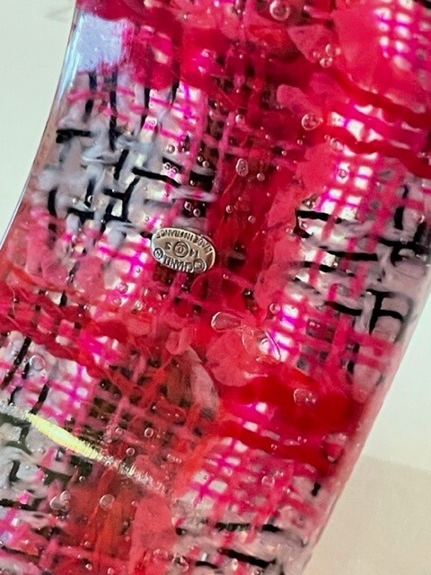 NWT CHANEL 2014 Collection Hot Pink Tweed CC Logo Resin Bracelet Bangle $1,625