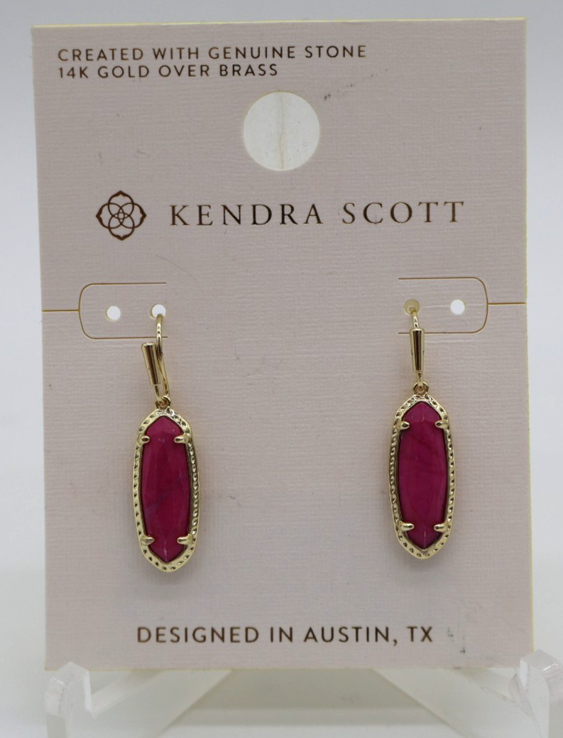 Kendra Scott Eva Drop Earrings Raspberry Sorbet Variegated Magnesite NWT