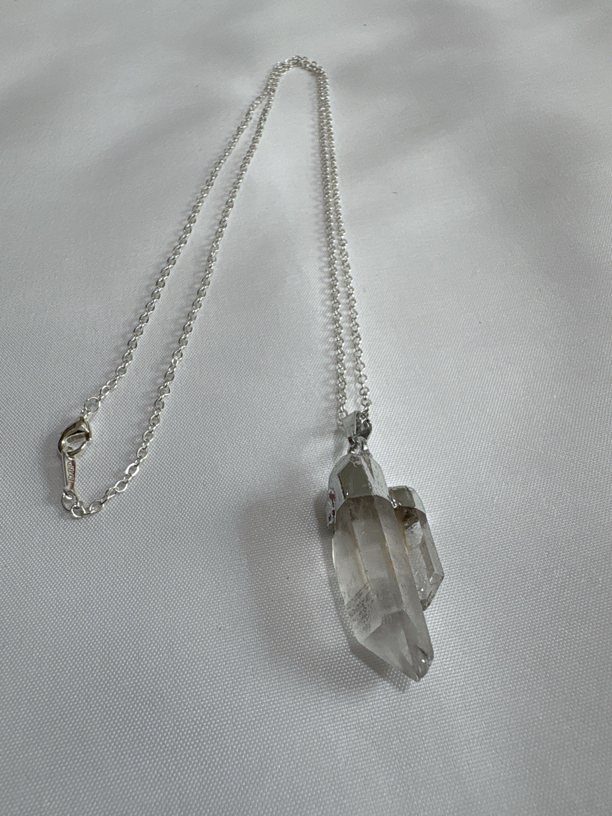 Raw Quartz Double Point Crystal Pendant Necklace