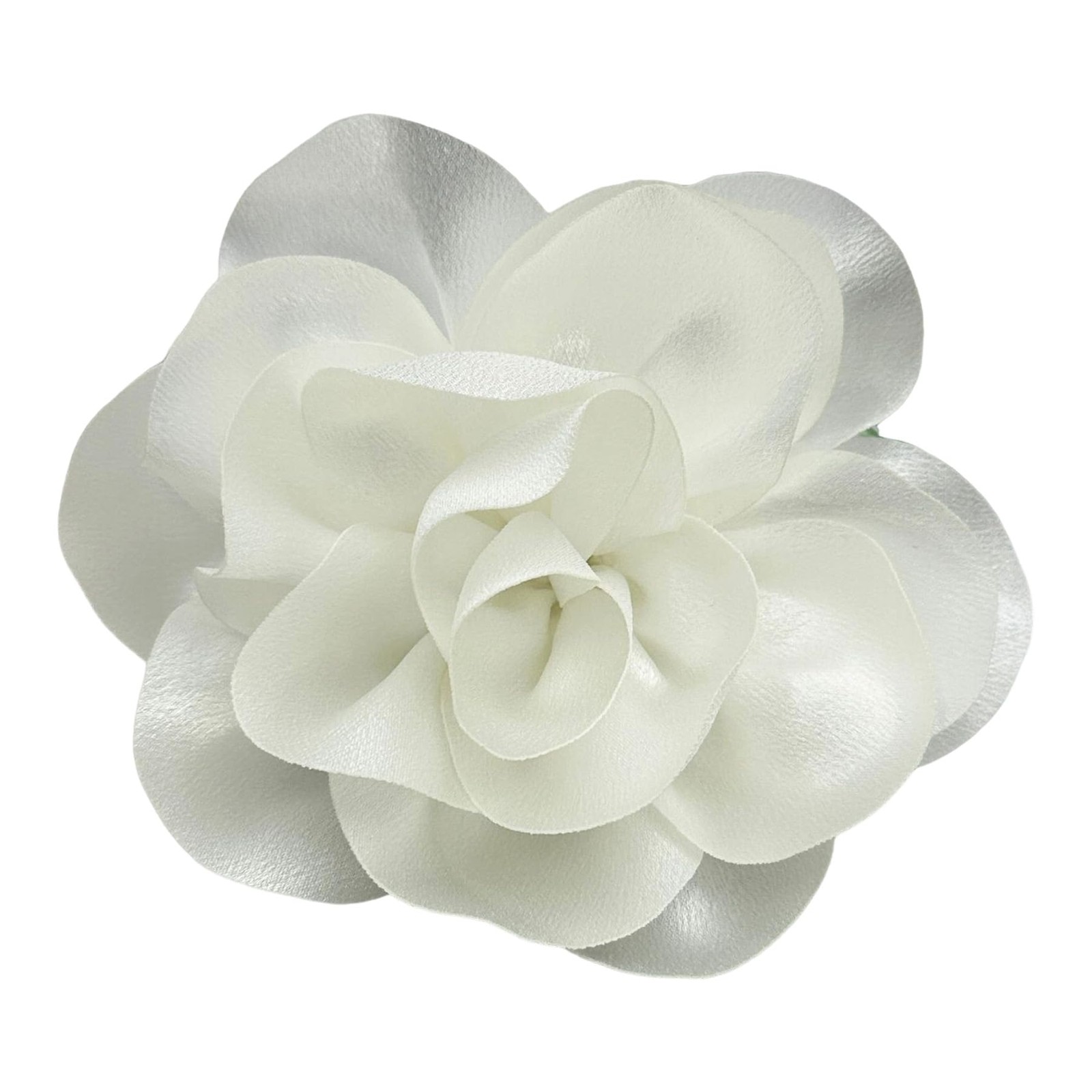 Dainty Satin Fabric Large Rose Floral Brooch Pin Womens Camellia 5.5 Inch