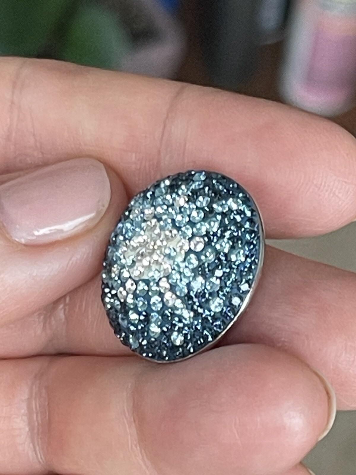 CT Signed 925 Silver Blue White Cz Pendant
