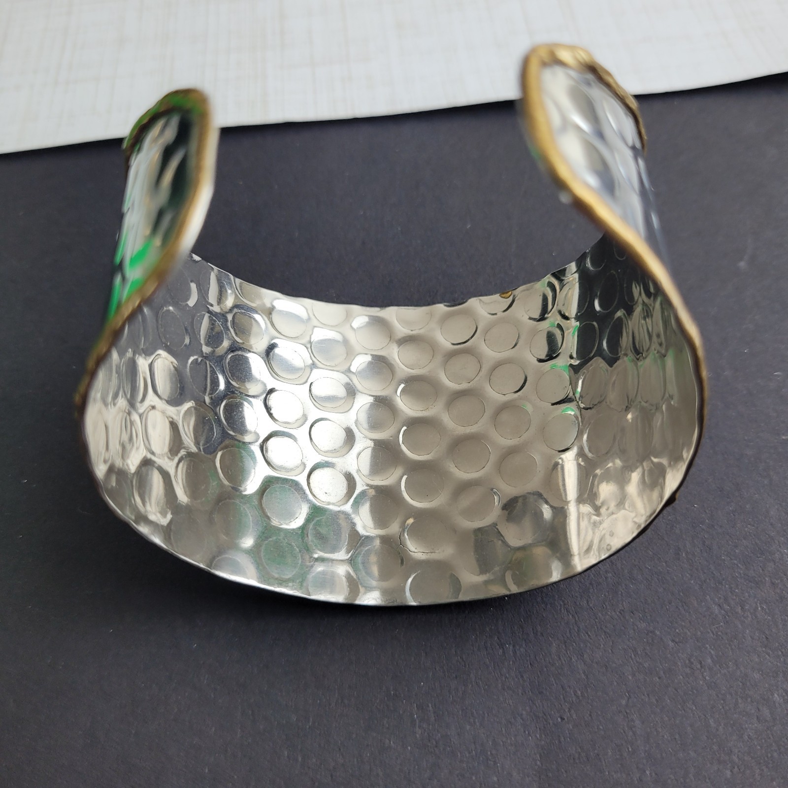 Mixed Metal Cuff Bracelet Spiral Studded