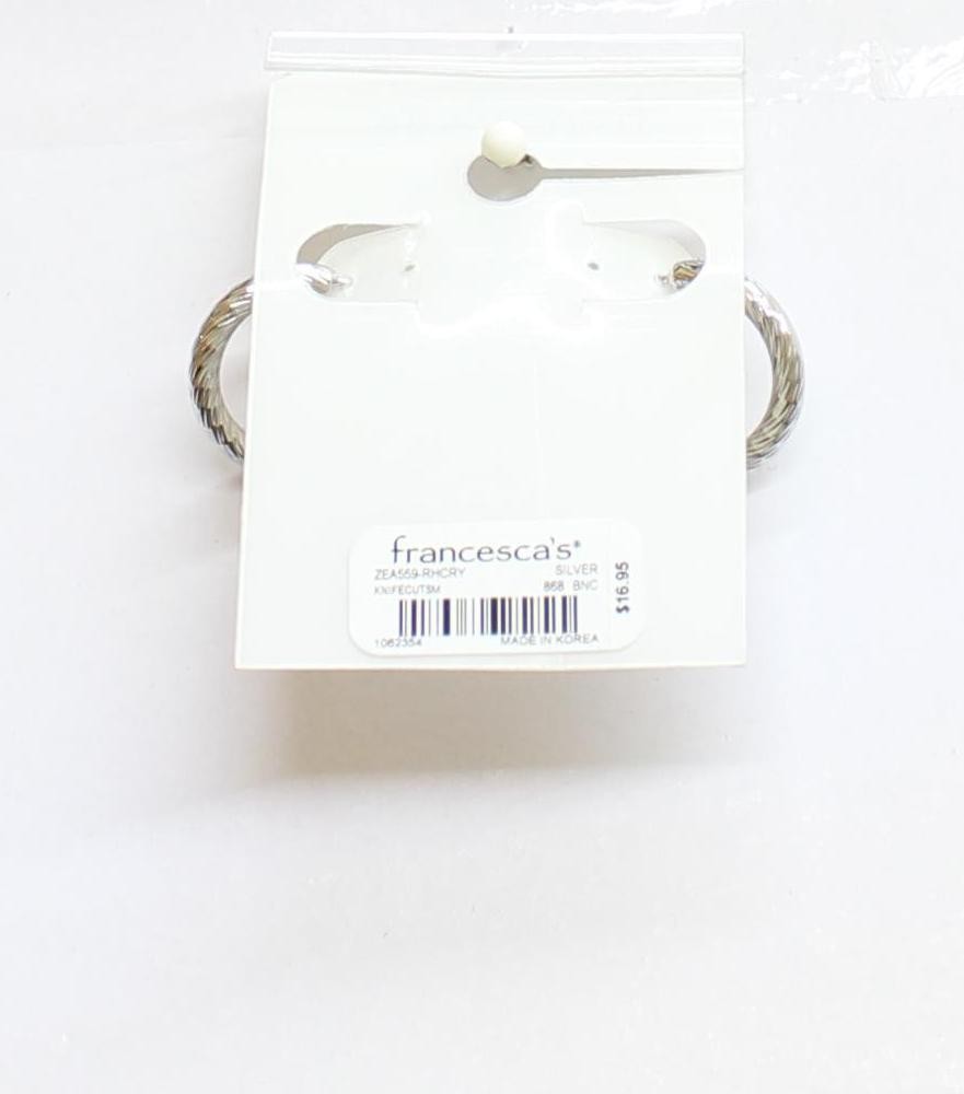 Francesca’s Fashion Knifecut Textured Huggie Hoop Earrings Silver Gray .75″