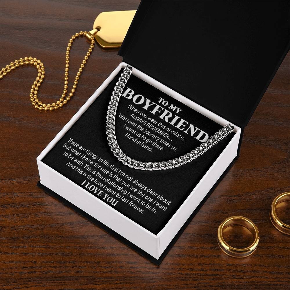 Boyfriend Cuban Chain Necklace, Promise Necklace For Boyfriend, Boyfriend Gift