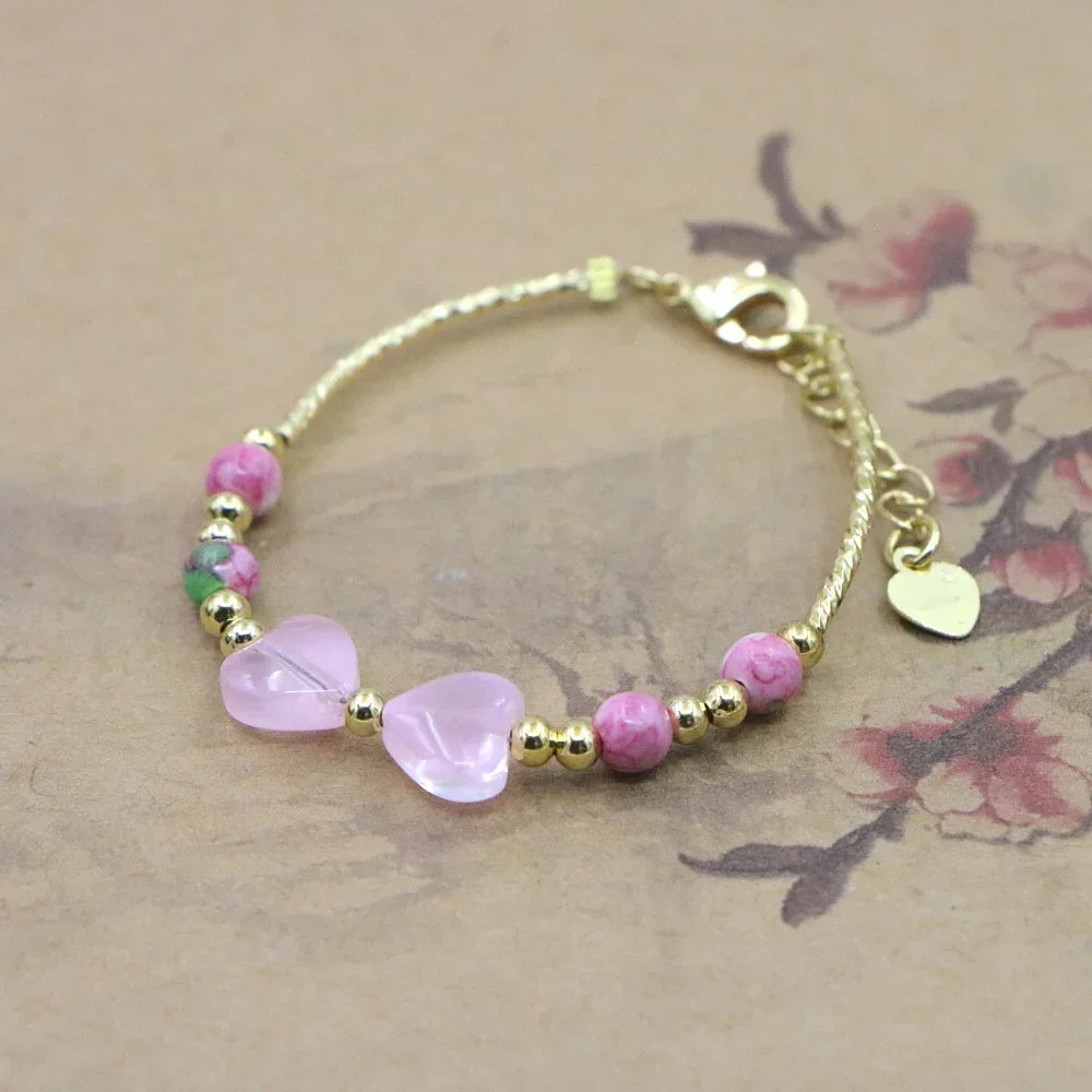 Baby Girls Bracelet Natural Stone Bead Lobster Clasp Charm Jewelry Adjustable