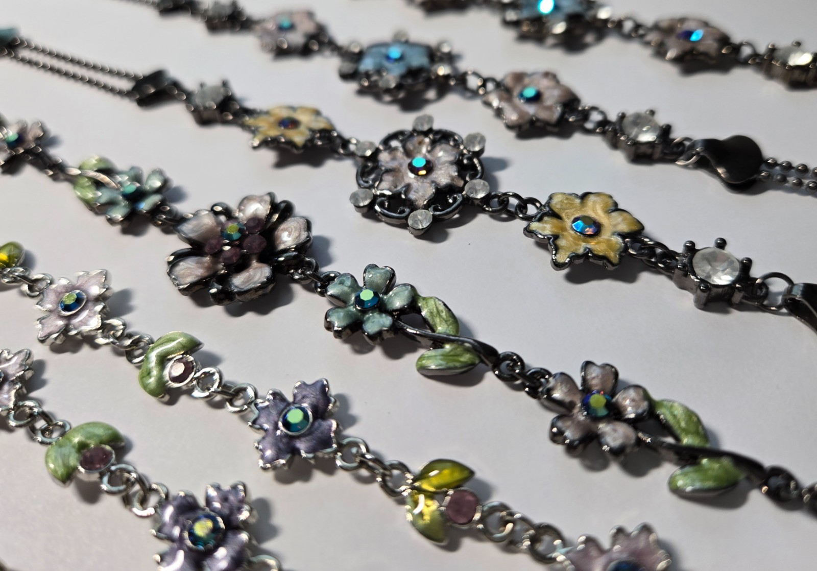 Wholesale Bracelets Lot of 12 Rhinestone Butterfly Flower Lobster Clasp Bracelet