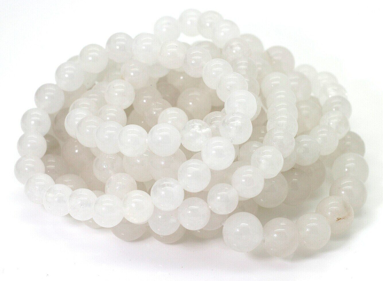 1PC x Handmade Fashion Natural Gemstone Beaded Bracelet (White Jade)