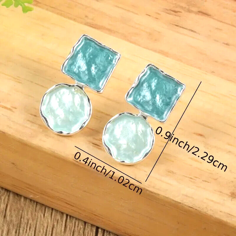 AVIANNA COLORFUL LAKE BLUE DESIGNER FASHION GEOMETRIC NECKLACE & EARRING SET