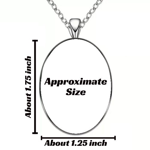 Cat and Butterfly Design Oval Pendant Necklace