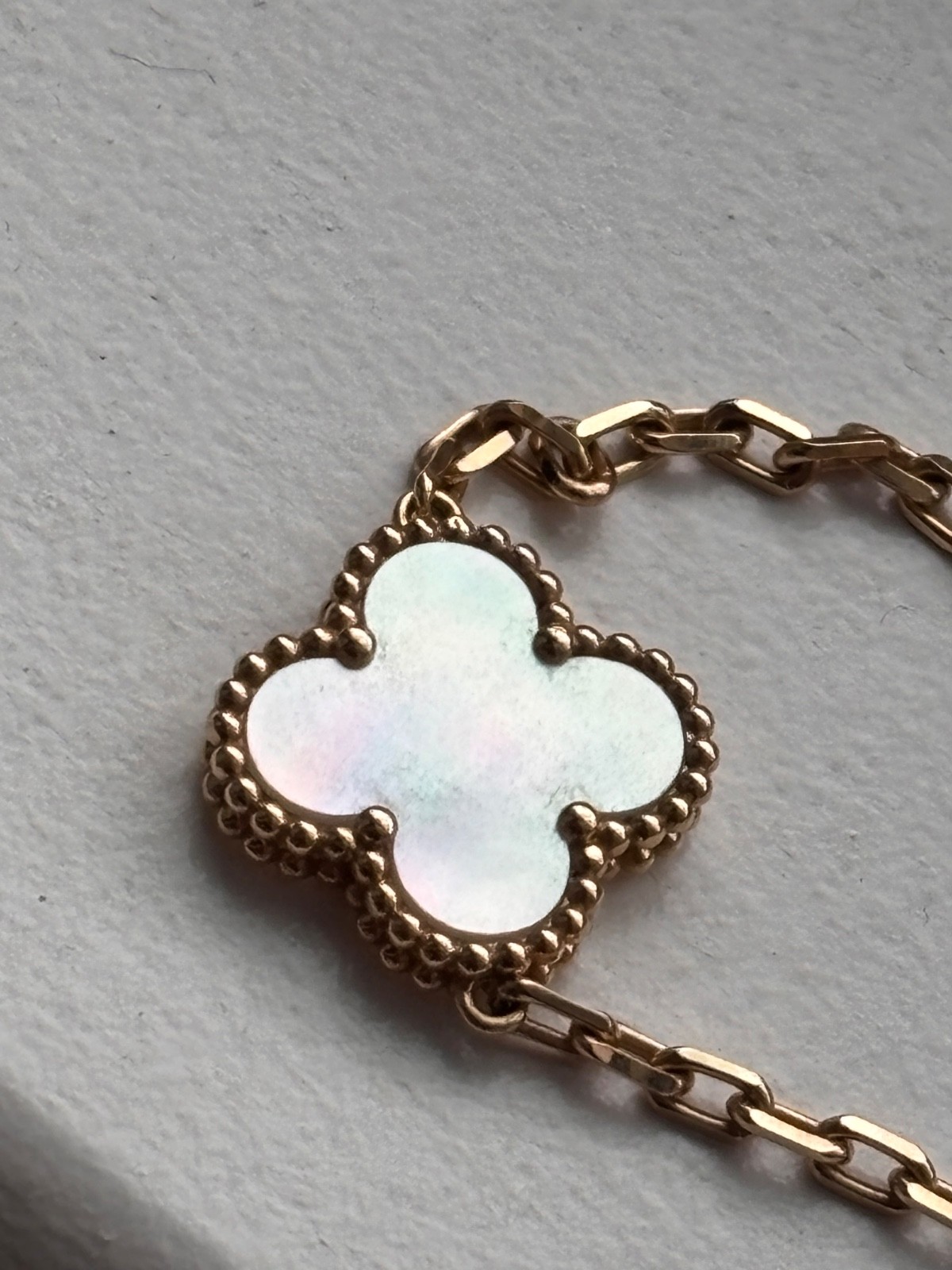 18K Yellow Gold 20 Clover Mother of Pearl Necklace