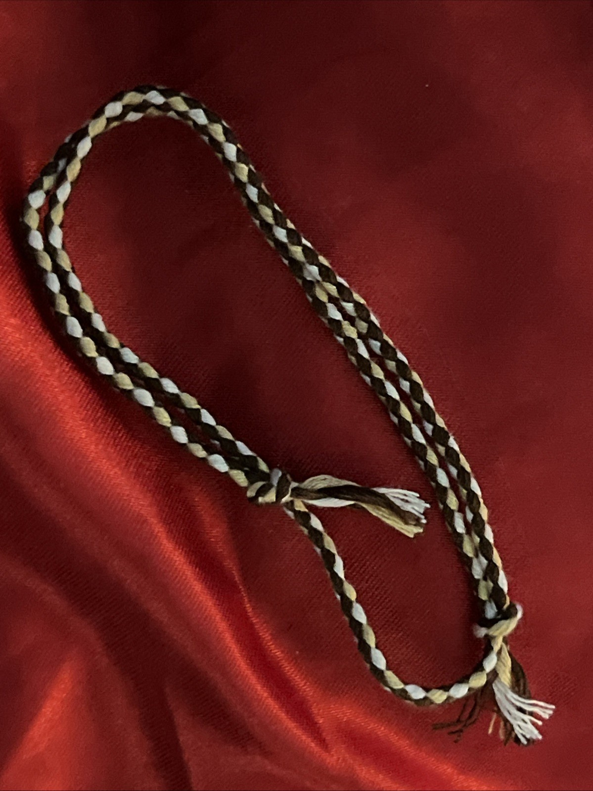 NEW BOHO BRAID THREAD FRIENDSHIP BRACELET ADJUSTABLE KNOT TAN BROWN WHITE NIP