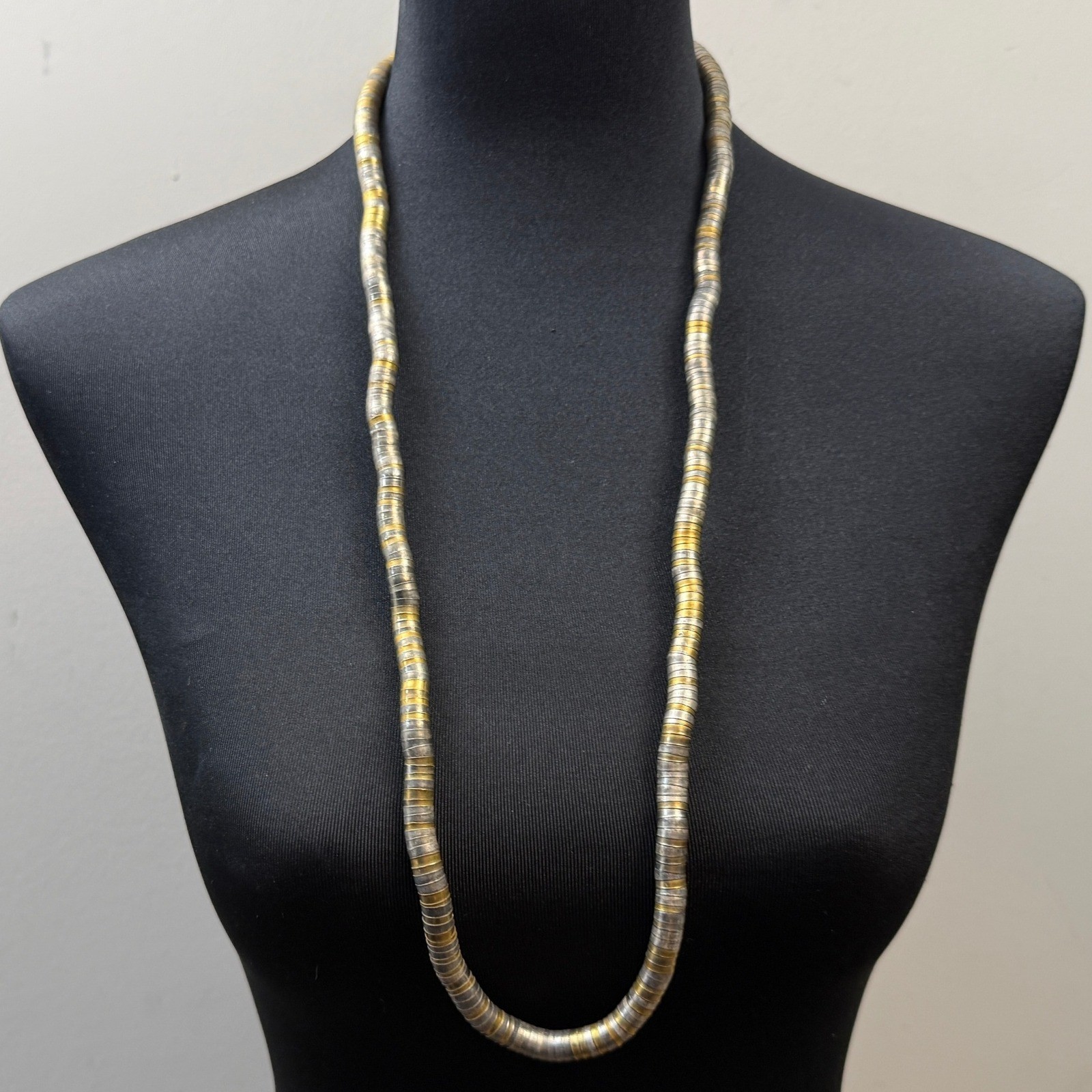 Posable Snake Coil Two Tone Necklace Bendable Versatile Gold Silver Tone Jewelry