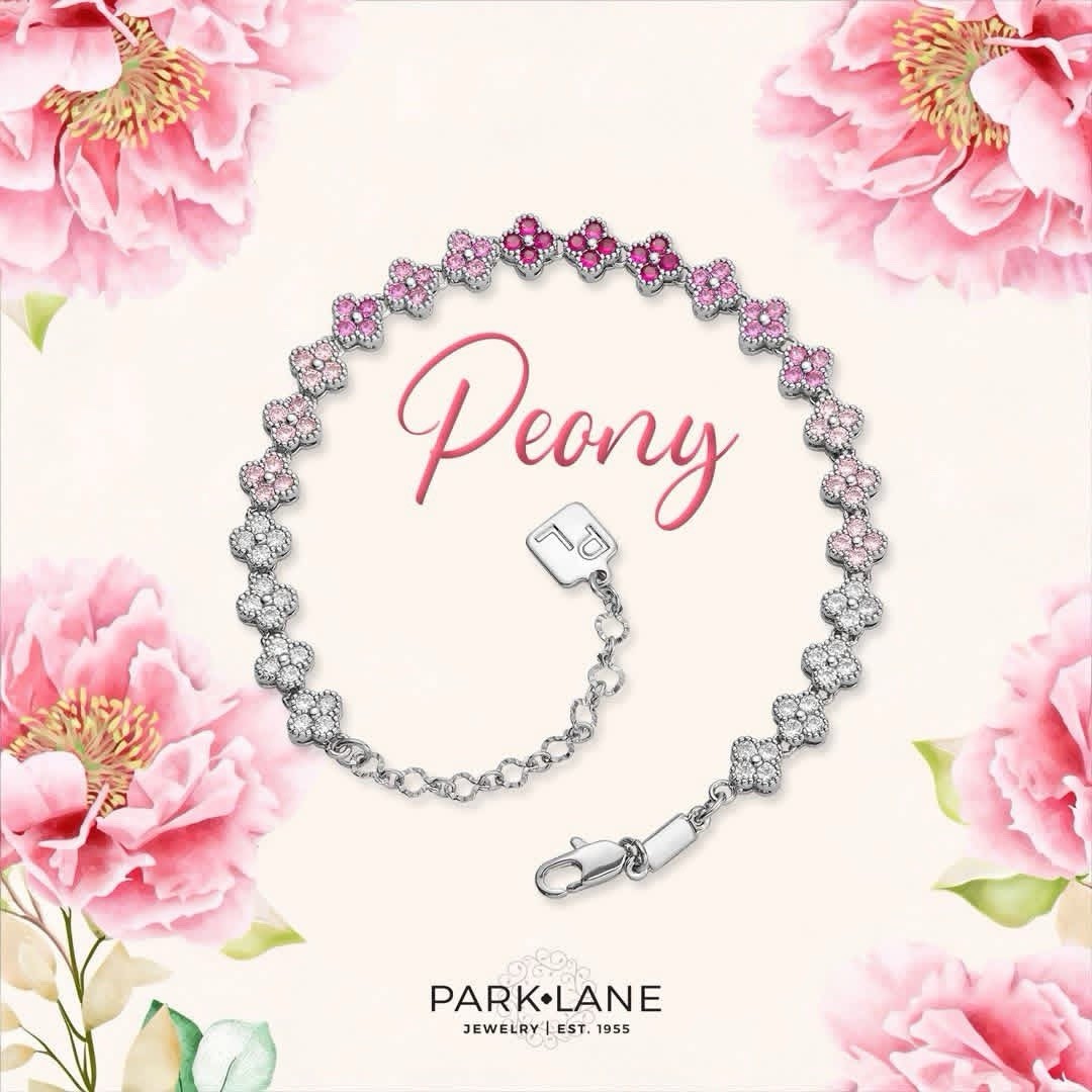 Park Lane PEONY Pink Ombré Micro CZ Quatrefoils 5mm Silver Tennis Bracelet