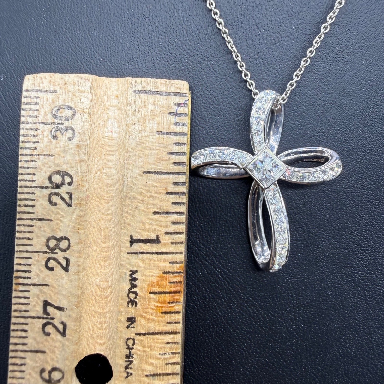 Necklace Infinity Cross Pendant Elegant Minimalist Silver Tone 18 inches