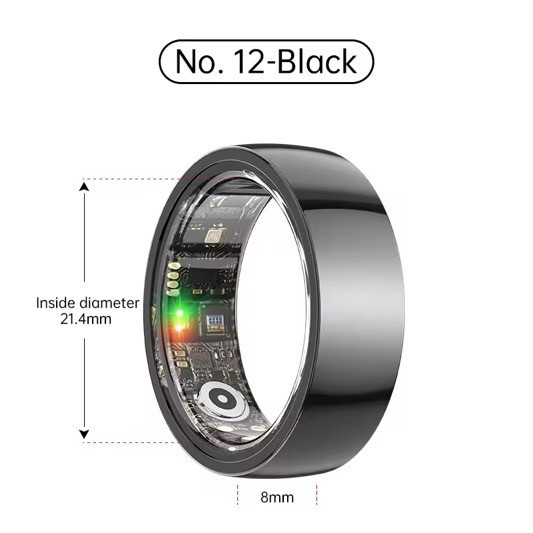 Smart Ring Health Fitness Tracker IP68 Monitor Heart Sleep, Blood Oxygen Ceramic