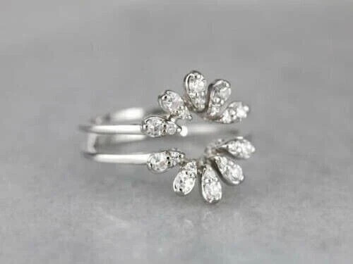 1.90Ct Round Cut Simulated Diamond Beautiful Enhancer Ring 14k White Gold Plated