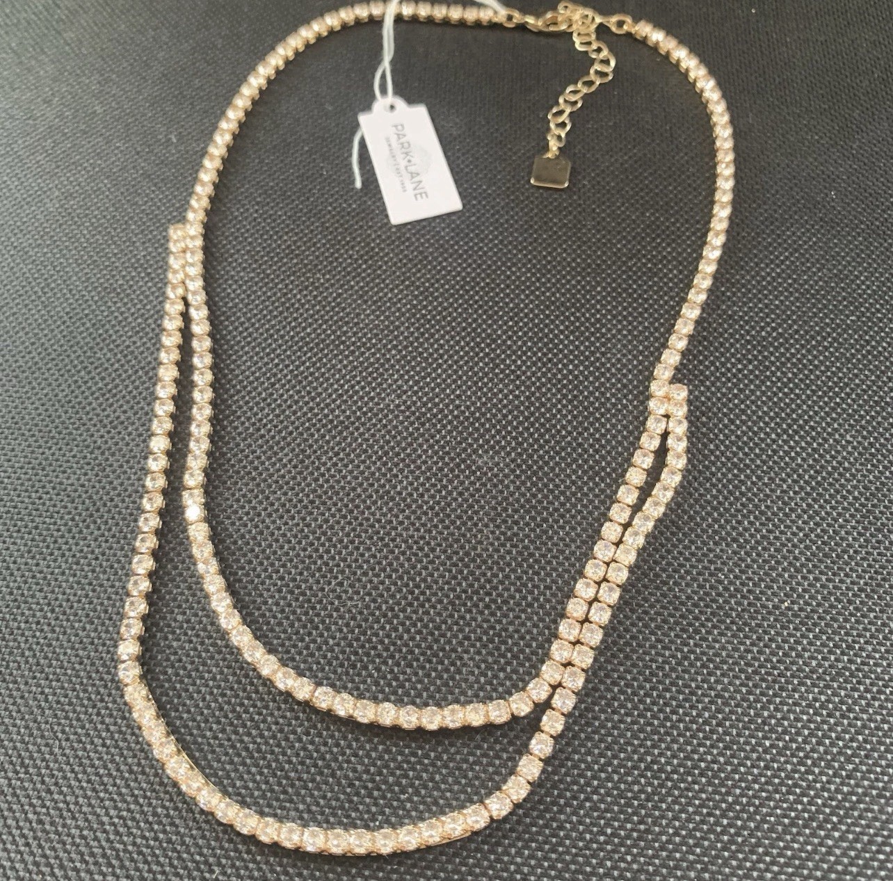 Park Lane Jewelry “Opulence” Double Tennis Necklace Clear CZs Gold Tone BNWT