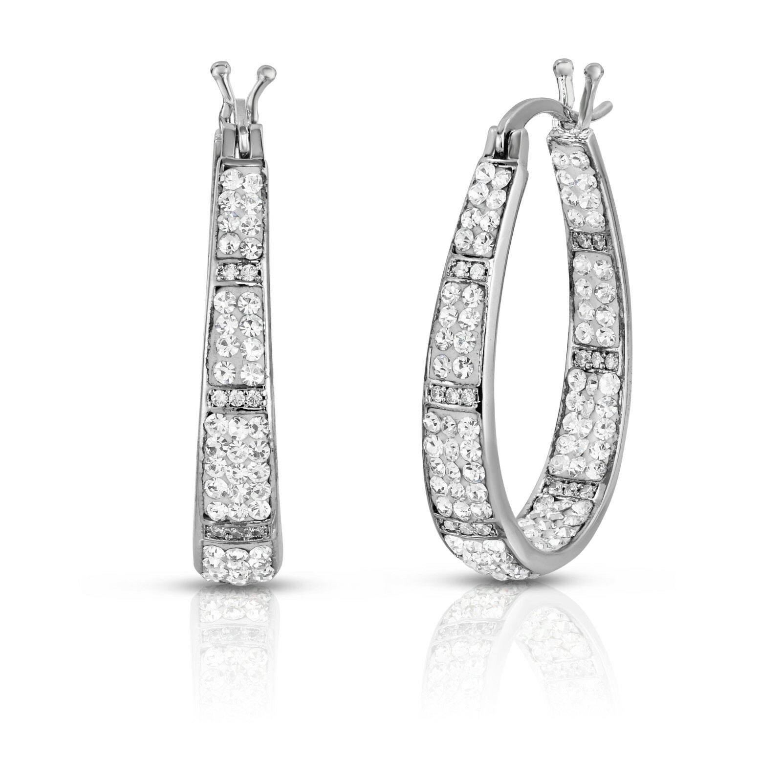 White Inside Out Hoops with Free 2.00 CT Studs made with Swarovski Elements