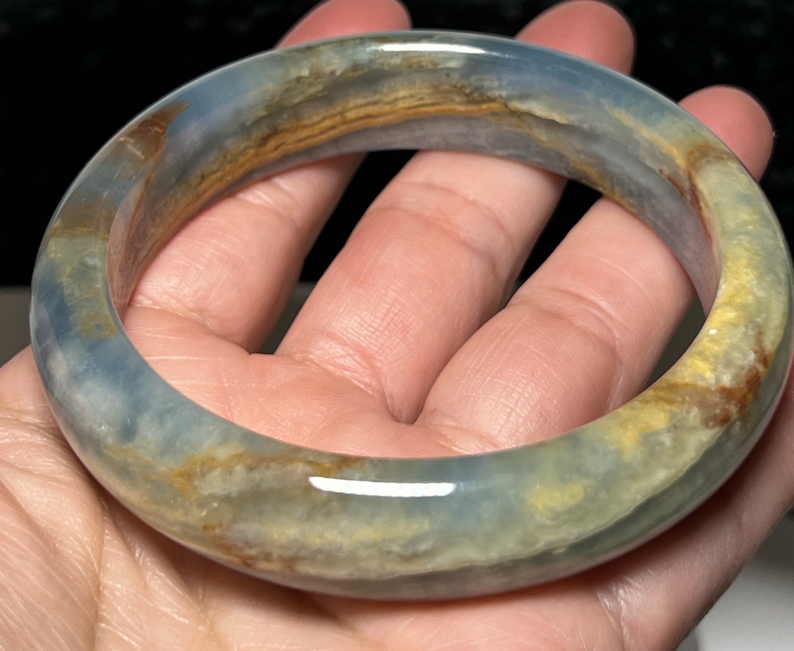 Blue Onyx Bangle Inner Diameter Size 62mm See Pics