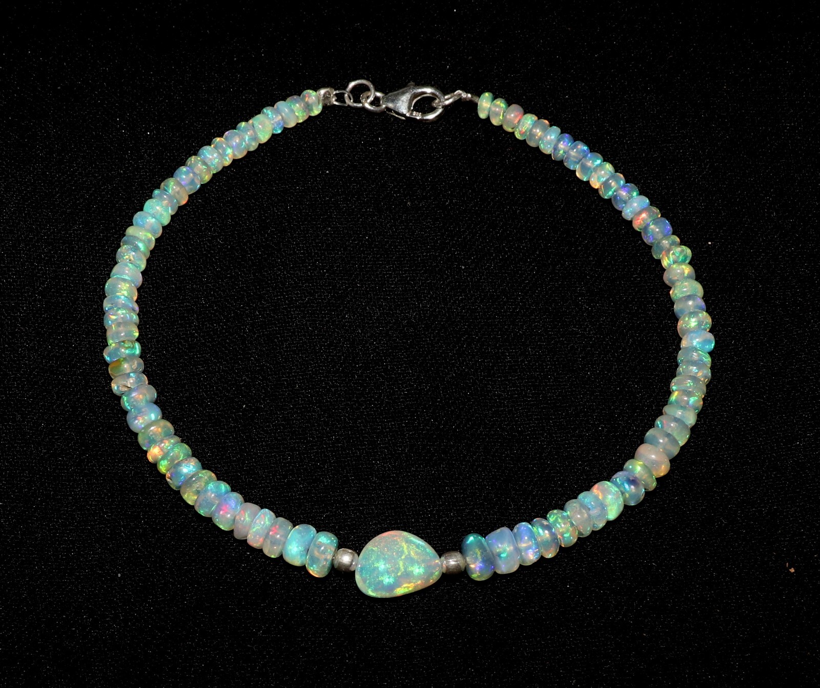 fire opal bracelet Natural Ethiopia opal tumble bracelet with 925 sterlin silver