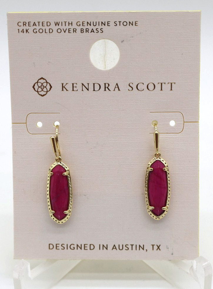 Kendra Scott Eva Drop Earrings Raspberry Sorbet Variegated Magnesite NWT