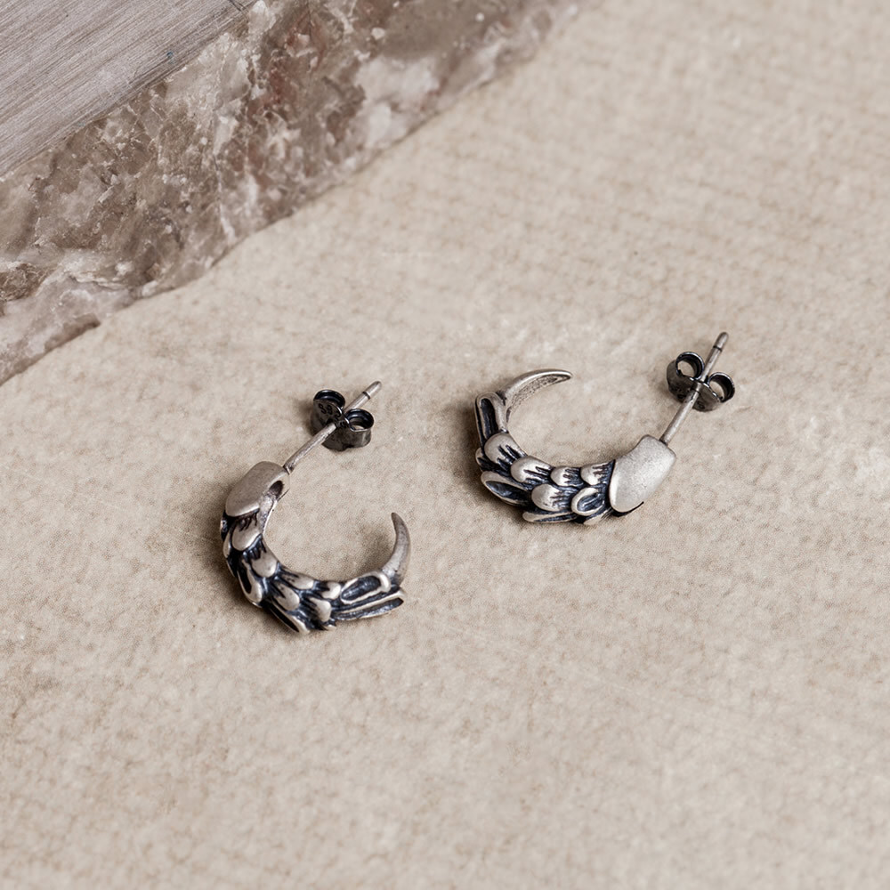Unique Eagle Claw Shape Round S925 Sterling Silver Ear Studs Earrings Fast shipp
