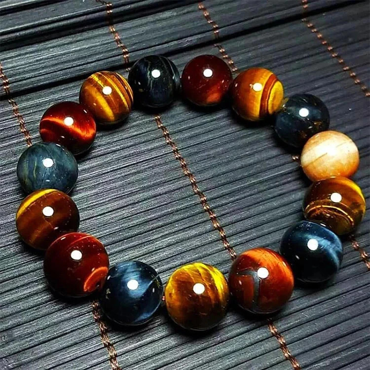 8mm Multicolor Tiger Eye Bracelet Healing Reiki Gift Unisex Jewelry Good Luck US