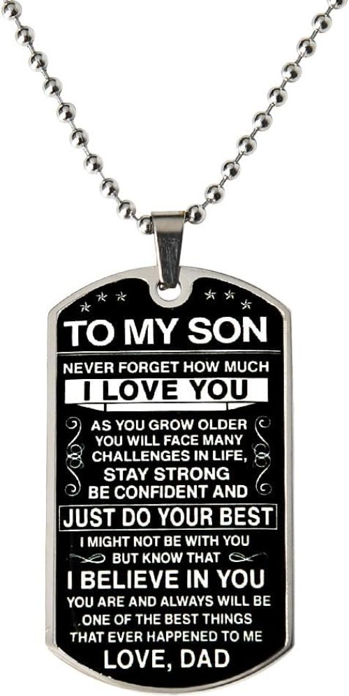 Inspirational Son Necklace from Dad Motivational Dog Tag Gift for Sons Boys Men