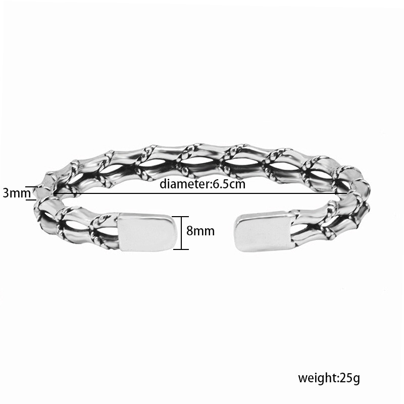 Men’s Vintage Twist Cuff Silver Bracelet Handmade Adjustable Open Bracelet USA