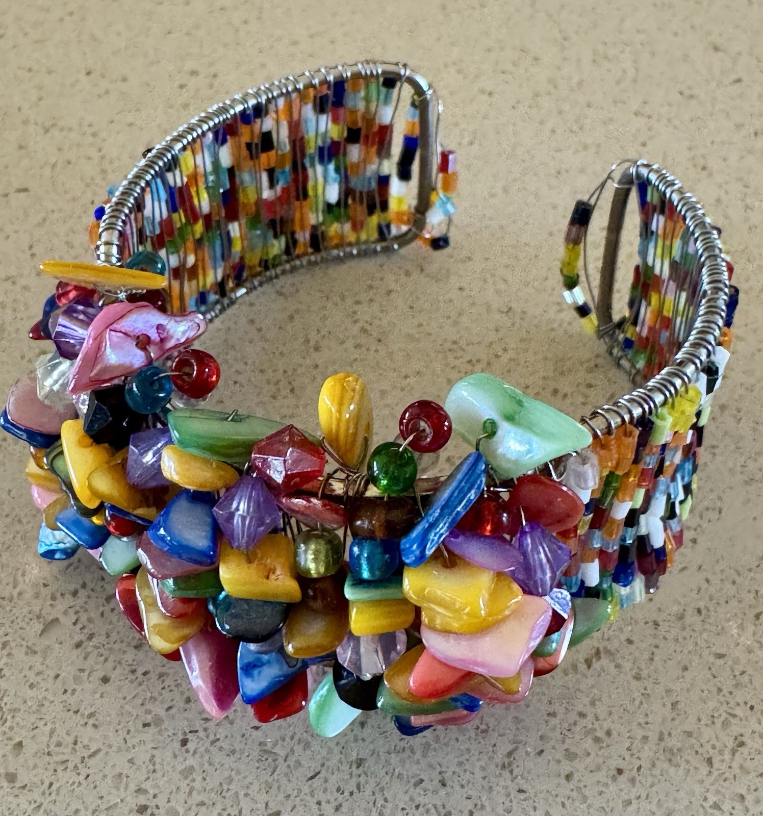 Boho Handcrafted Braided Seed Bead Bali Cuff Bracelet Multi Color
