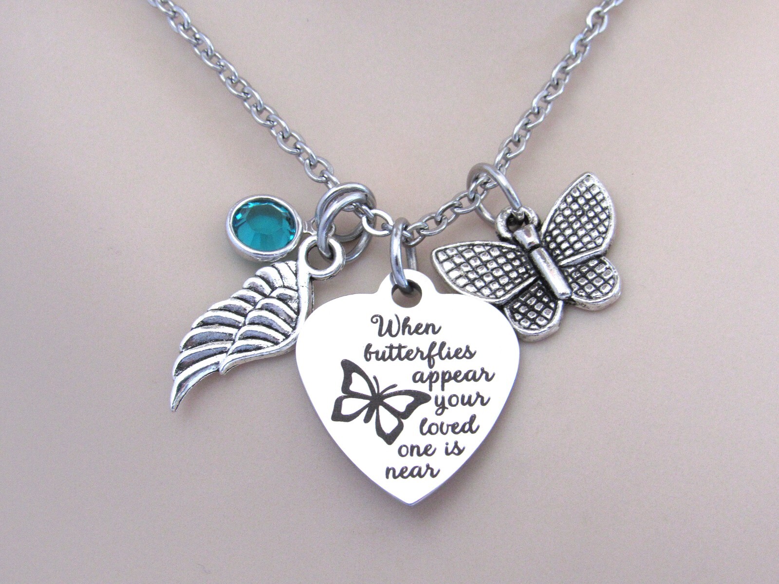 Butterfly Necklace, Memorial Jewelry – Loss of Loved One, Grandma Mom Friend